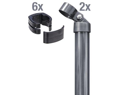 Eckpfosten ALBERTS Fix-Clip Pro® Set für Maschendrahthöhe 122 cm zum Einbetonieren anthrazit