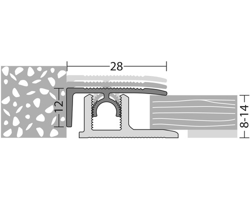 Illustration d''un profilé de transition avec des dimensions