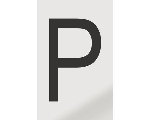 Aufkleber Buchstabe "P", Alu schwarz bedruckt 60x100 mm