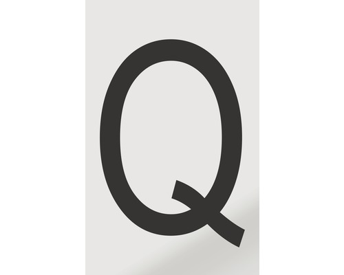 Aufkleber Buchstabe "Q", Alu schwarz bedruckt 60x100 mm