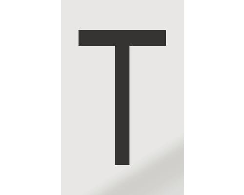 Aufkleber Buchstabe "T", Alu schwarz bedruckt 60x100 mm