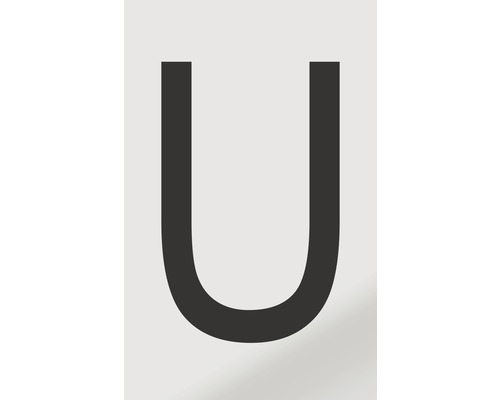 Aufkleber Buchstabe "U", Alu schwarz bedruckt 60x100 mm