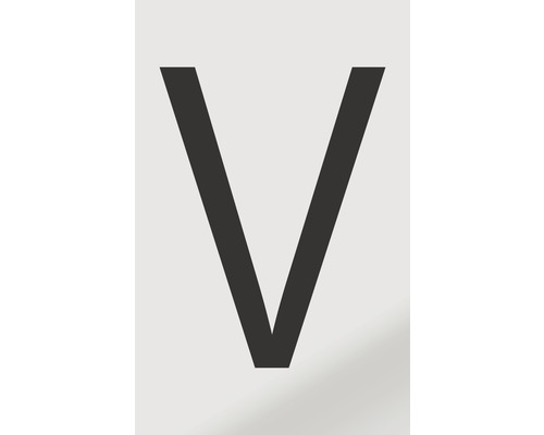Aufkleber Buchstabe "V", Alu schwarz bedruckt 60x100 mm