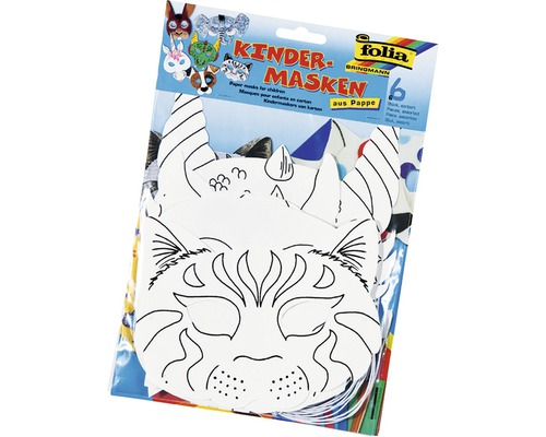 Kindermasken zum Ausmalen, 6 Stück, aus Pappe