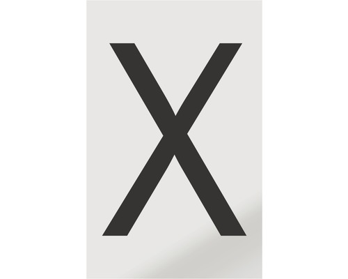 Aufkleber Buchstabe "X", Alu schwarz bedruckt 60x100 mm
