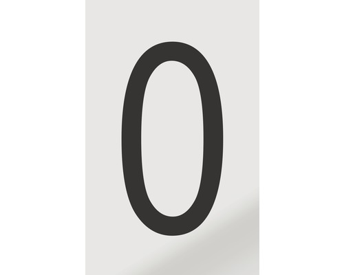 Autocollant chiffre « 0 » en alu noir imprimé 60x100 mm-0