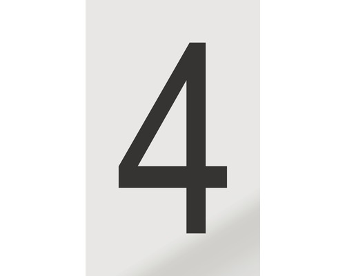 Autocollant chiffre « 4 » en alu noir imprimé 60x100 mm