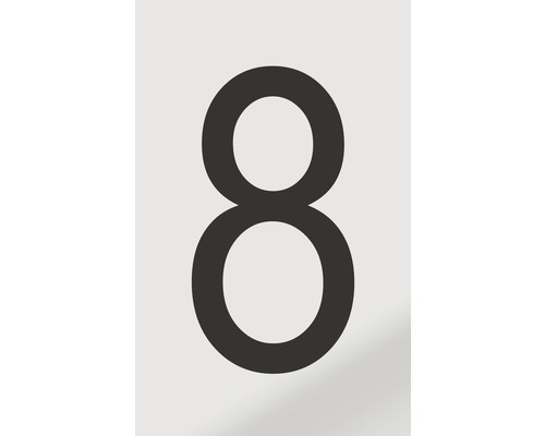Aufkleber Zahl "8" Alu schwarz bedruckt 60x100 mm