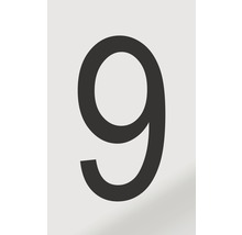 Autocollant chiffre « 9 » en alu noir imprimé 60x100 mm-thumb-0