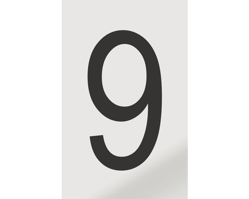 Aufkleber Zahl "9" Alu schwarz bedruckt 60x100 mm