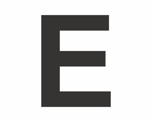 Autocollant lettre « E » noire 60 mm