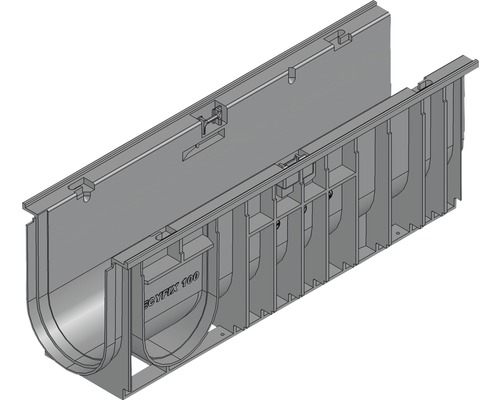 Partie inférieure de caniveau Hauraton Recyfix Standard 100 type 01005 en PP 500 x 150 x 185 mm