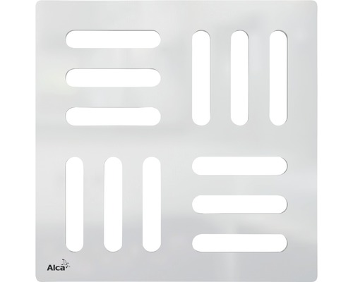 Grille en acier inoxydable massif Alcadrain grille design traverse 102 mm x 102 mm Caniveau d''écoulement carré en acier inoxydable avec fentes