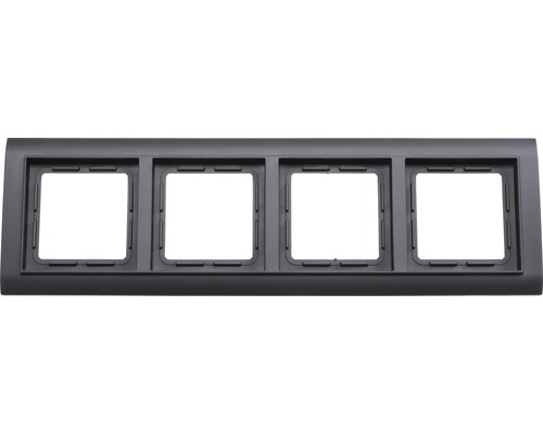Plaque quadruple interrupteur encadrement Roth Lange ROTH LANGE Primo gris noir Cadre quadruple pour interrupteurs et prises