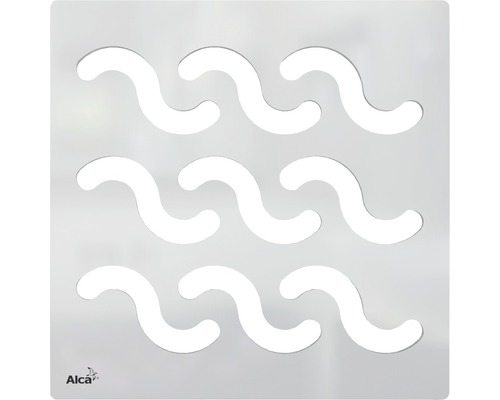 Grille en acier inoxydable massif Alcadrain grille design vague 102 mm x 102 mm Pochoir avec motif de vagues