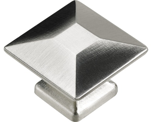 Bouton de meuble en zinc moulé sous pression aspect acier inoxydable Lxlxh 25/18/25 mm