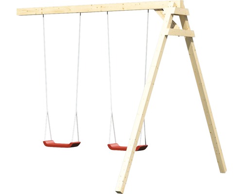 Balançoire en bois avec deux sièges de balançoire pour le jardin