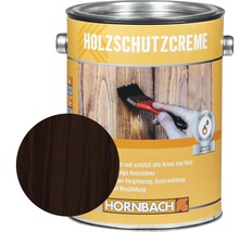 Holzschutzcreme Dose mit Farbbeispiel und Hornbach Logo