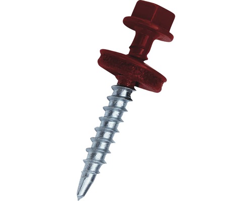 PRECIT Schrauben 4,8 mm x 20 mm Braunrot RAL 3011 Pack = 50 St Dachbauschraube mit Sechskantkopf und Dichtscheibe