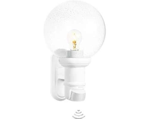 Éclairage mural extérieur Steinel avec capteur L560S blanc 1 ampoule 368x215 mm Lampe d''extérieur blanche avec détecteur de mouvement et globe en verre