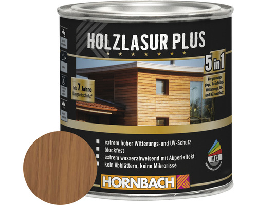 Lasure pour bois HORNBACH Plus teck 375 ml Boîte de lasure pour bois Plus avec propriétés de protection du bois
