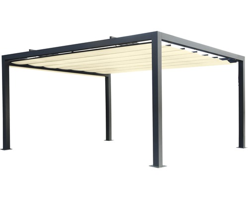 Pergola autoportante avec toit en tissu coulissant