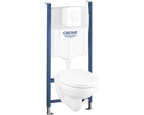 Set de WC suspendu Grohe Quickfix Solido Compact avec abattant WC blanc brillant et bâti-support 39117000