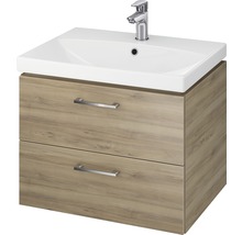 Set de meubles de salle de bains Cersanit Lara City lxhxp 59,4 x 46 x 44,7 cm couleur de façade noyer avec vasque céramique blanc S801-143-DSM-thumb-0