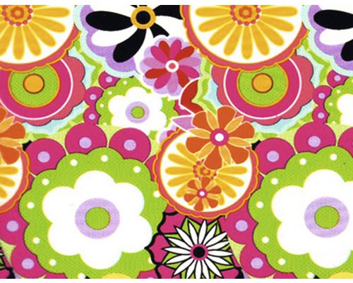Film d'impression à l'eau fleurs multicolore CD-206 100 x 50 cm Motif floral avec différentes formes de fleurs
