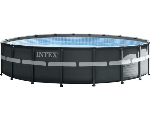 Ensemble de piscine tubulaire hors sol Intex Ultra Rondo XTR ronde Ø 549x132 cm avec groupe de filtration à sable, échelle et tuyaux gris