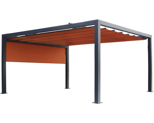 Pergola avec toit à lamelles et paroi latérale