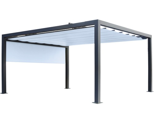 Pergola avec toit à lamelles et partie latérale