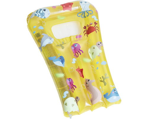 Gelbe Luftmatratze mit Tiermotiven für Kinder