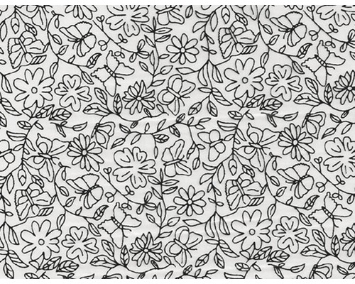 Film d'impression à l'eau fleurs CD-13-4 100 x 50 cm Motif avec fleurs, feuilles et papillons