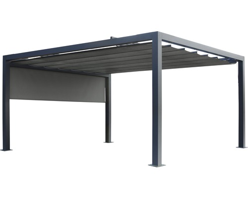 Pergola autoportante avec toit à lamelles et partie latérale