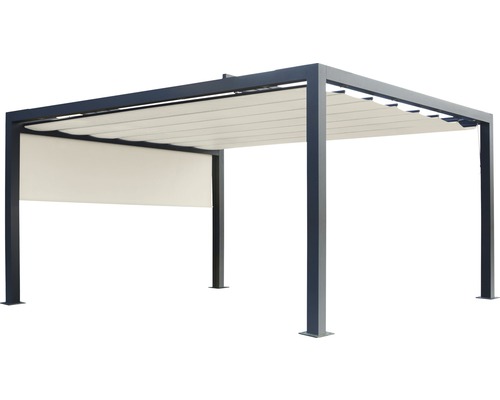 Pergola avec toit à lamelles et partie latérale pour le jardin