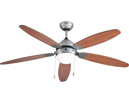 Ventilateur de plafond Madeira Morgien 60 W - sans ampoule 47,9 dB(A) peut être équipé d'une télécommande Ø 132 cm nickel mode été + hiver-0