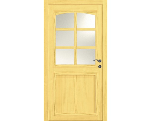 Porte en bois avec vitrage et ferrures