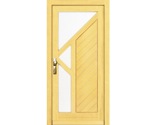 Porte en bois avec insert en verre et motif diagonal