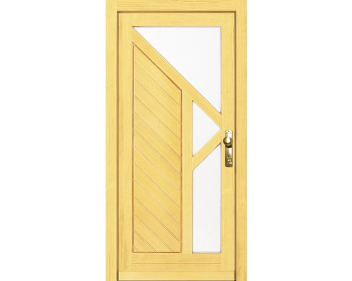 Porte en bois avec partie vitrée et remplissage diagonal