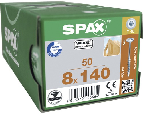 Paquet de 50 vis Spax, 8x140 millimètres