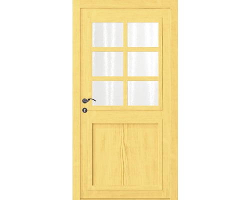 Porte à cadre en bois avec insert en verre et poignée de porte