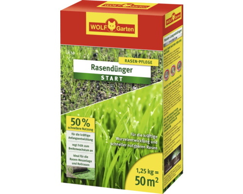 Wolf Garten Engrais pour gazon Start, suffisant pour 50 mètres carrés de pelouse