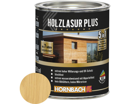 Lasure pour bois HORNBACH Plus incolore 750 ml Pot de lasure pour bois Plus avec protection contre les intempéries et protection UV