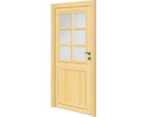 Porte de service Utah 980 x 1980 mm droite verrouillage en 5 points Porte en bois avec insert en verre et ferrures