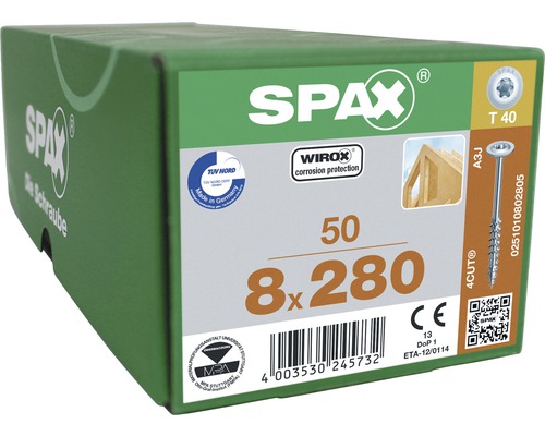 Boîte de vis Spax 8x280 mm, 50 pièces
