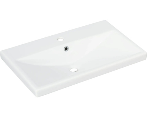Lavabo à poser FACKELMANN Stanford blanc 70x45x16,5 cm Vasque en céramique avec trou de robinet et trop-plein