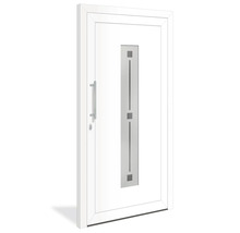 Porte d''entrée blanche avec insert en verre et poignée