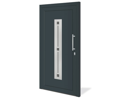 Haustür mit Griff und rechteckigem Glaseinsatz