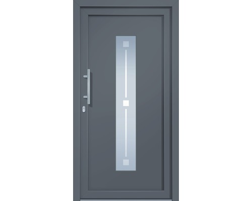 Porte d''entrée avec insert en verre et poignée en acier inoxydable